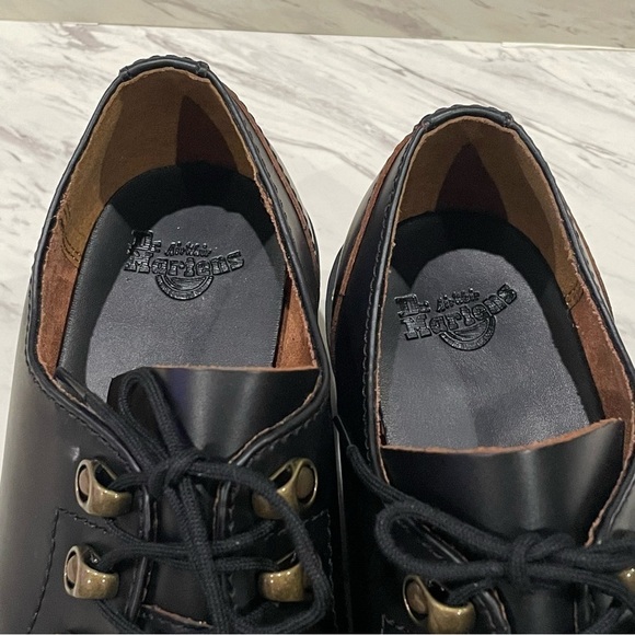 DR MARTENS Leona Lo Vintage Smooth Leather Lug Sole Platform Heeled Shoe Black 9 - Picture 6 of 10